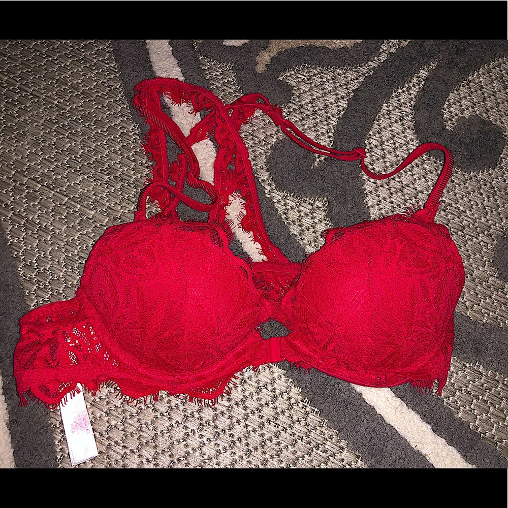 Victoria secret red lace racerback bra